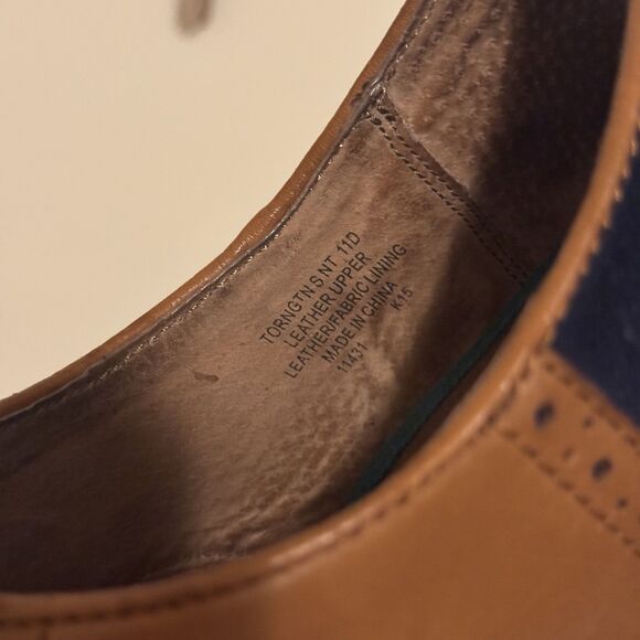 Polo Ralph Lauren Torrington Saddle Shoes Oxford Tan Leather Blue Suede Mens 11D main image 4